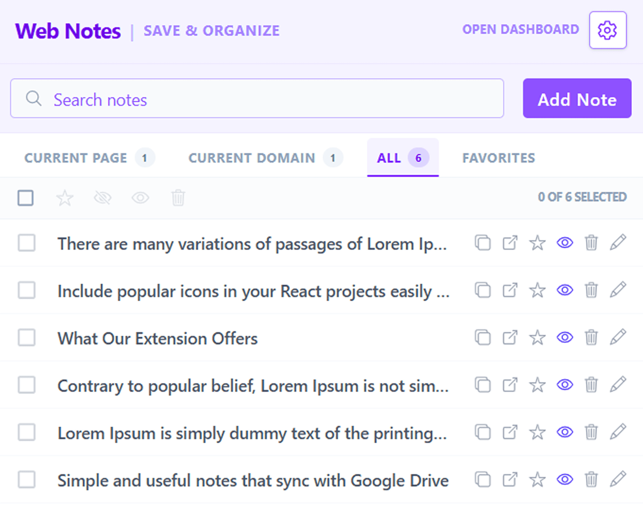 Web Notes Screenshot
